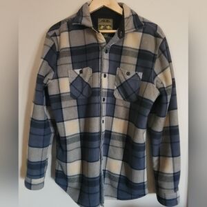 O1 Anchorage Expedition jacket fleece lined blue tan & black plaid jacket shirt